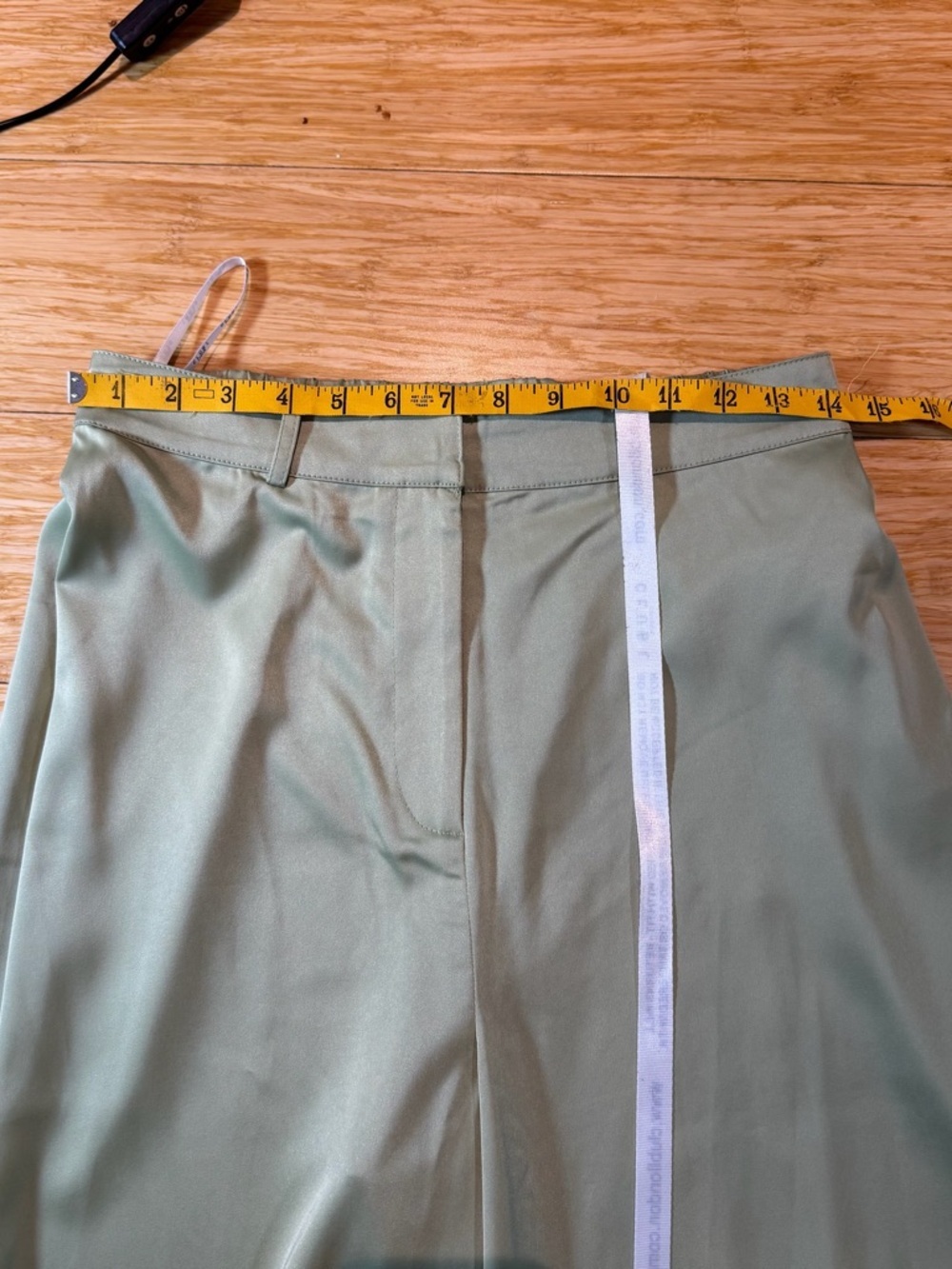 NWT Club L London Satin Wide Leg Trouser Sage Green High Rise Size US 8 - Picture 10 of 11